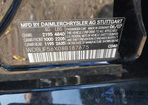 2008 Mercedes-Benz E 350 from USA, damaged, VIN WDBUF56X08B187675